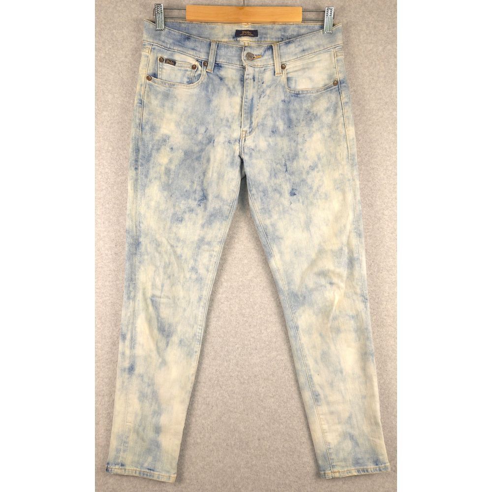 Polo Ralph‎ Lauren Tompkins Skinny Crop Acid Wash Light Blue Jeans 28 (Fits 30)